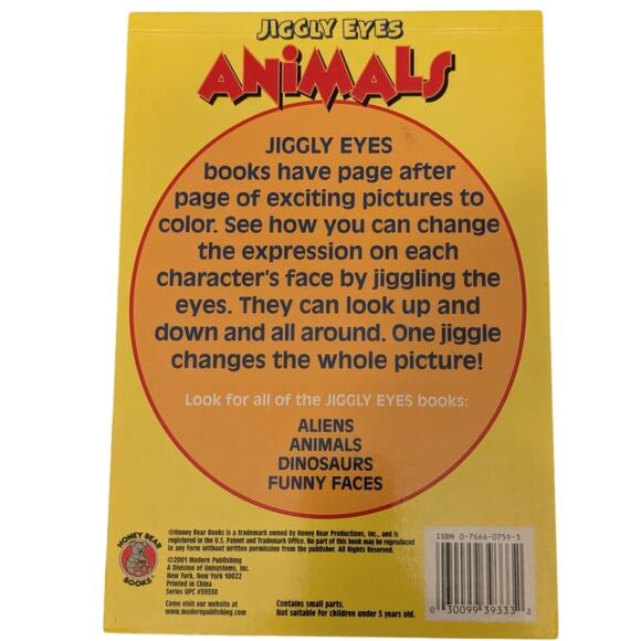 2001 Jiggly Eyes Panda/Other Animals Coloring Book - No marks - Picture 2 of 6